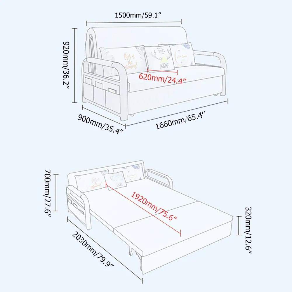 Modern Full Sleeper Sofa Linen Upholstered Convertible Sofa with Storage-Richsoul-Daybeds,Furniture,Living Room Furniture