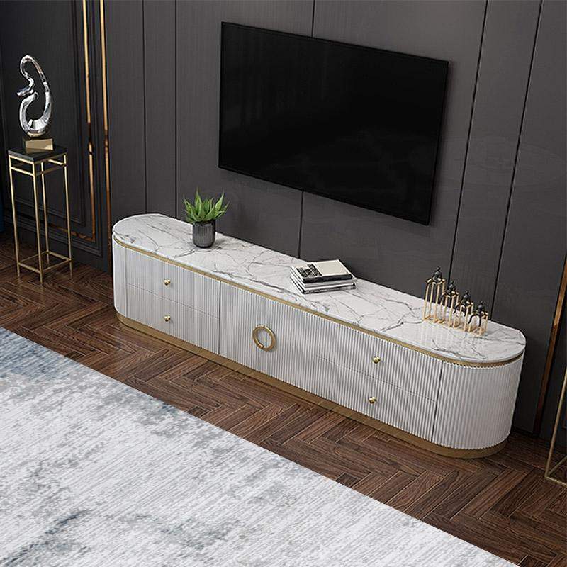 Modern White Long 86 Inch TV Stand with 4 Drawers-Richsoul-Furniture,Living Room Furniture,TV Stands