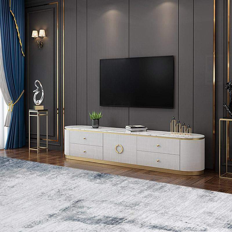 Modern White Long 86 Inch TV Stand with 4 Drawers-Richsoul-Furniture,Living Room Furniture,TV Stands