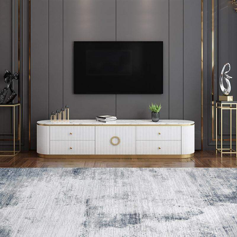 Modern White Long 86 Inch TV Stand with 4 Drawers-Richsoul-Furniture,Living Room Furniture,TV Stands