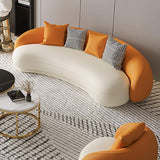 Modern Leather Upholstered Sofa 3-Seater Sofa 82.7" Orange&White Sofa-Richsoul-Furniture,Living Room Furniture,Sofas & Loveseats