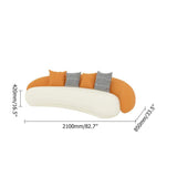 Modern Leather Upholstered Sofa 3-Seater Sofa 82.7" Orange&White Sofa-Richsoul-Furniture,Living Room Furniture,Sofas & Loveseats