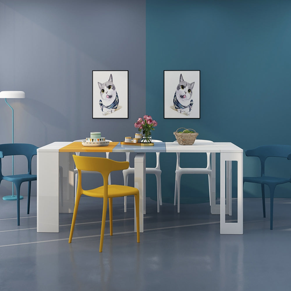 Modern Foldable White Dining Table Movable Writing Desk
