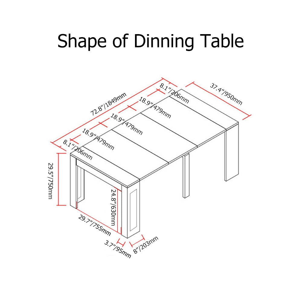Modern Foldable White Dining Table Movable Writing Desk