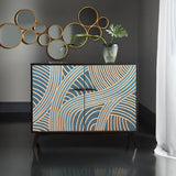 Modern 40" Peacock Blue Pine Wood Buffet Sideboard with 2 Doors