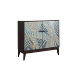 Modern 40" Peacock Blue Pine Wood Buffet Sideboard with 2 Doors