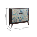 Modern 40" Peacock Blue Pine Wood Buffet Sideboard with 2 Doors
