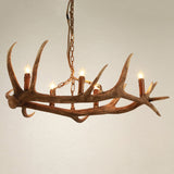 Rustic Faux Deer Antler Resin Twig Island / Pool Table Pendant Light & 5 Candle Lights