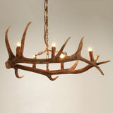 Rustic Faux Deer Antler Resin Twig Island / Pool Table Pendant Light & 5 Candle Lights