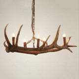 Rustic Faux Deer Antler Resin Twig Island / Pool Table Pendant Light & 5 Candle Lights