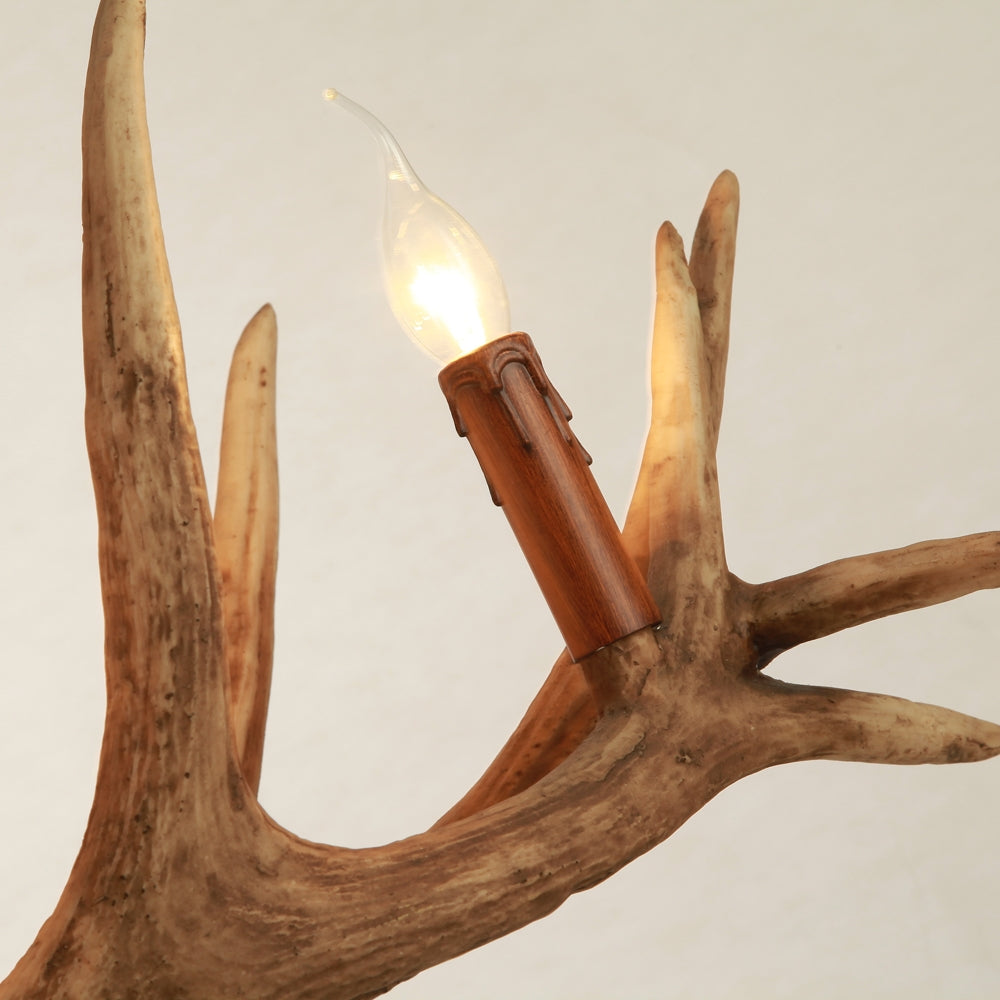 Rustic Faux Deer Antler Resin Twig Island / Pool Table Pendant Light & 5 Candle Lights