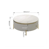 Modern Round Coffee Table with Storage Faux Marble Accent Table Stainless Steel in Gold-Richsoul-Coffee Tables,Furniture,Living Room Furniture