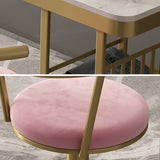 40.9" Bar Stool with Backrest Velvet Upholstery Bar Height with Footrest Pink Bar Chair