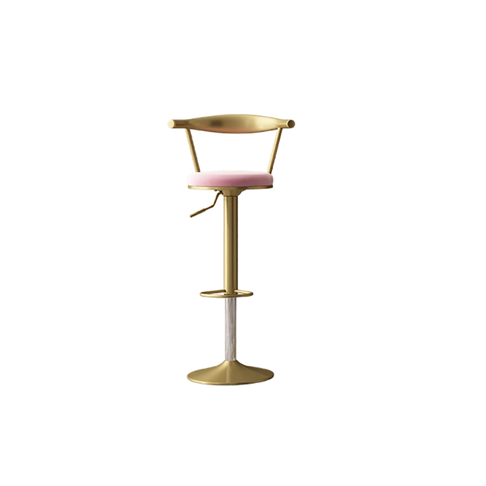 40.9" Bar Stool with Backrest Velvet Upholstery Bar Height with Footrest Pink Bar Chair