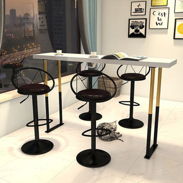 Modern Upholstered Adjustable Height Swivel Black Bar Stool Set of 2