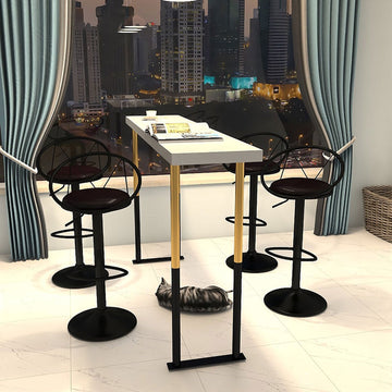 Modern Upholstered Adjustable Height Swivel Black Bar Stool Set of 2