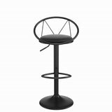 Modern Upholstered Adjustable Height Swivel Black Bar Stool Set of 2