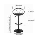 Modern Upholstered Adjustable Height Swivel Black Bar Stool Set of 2
