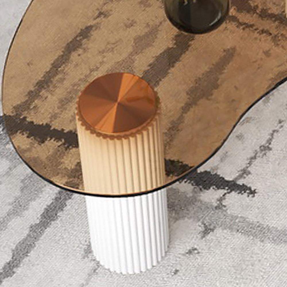 Modern Coffee Table with Tempered Glass & Solid Wood Legs-Richsoul-Coffee Tables,Furniture,Living Room Furniture