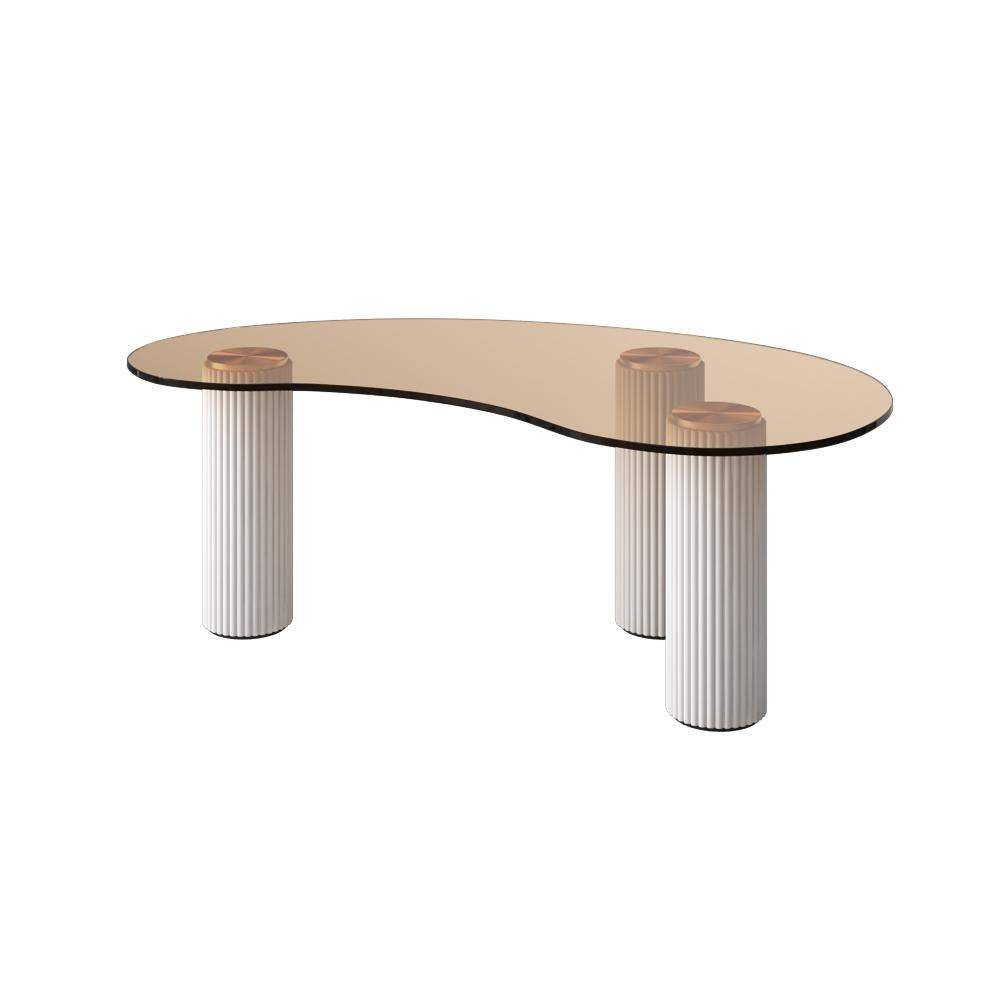 Modern Coffee Table with Tempered Glass & Solid Wood Legs-Richsoul-Coffee Tables,Furniture,Living Room Furniture