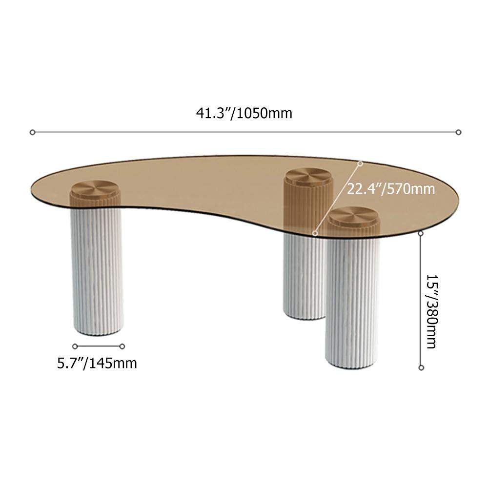 Modern Coffee Table with Tempered Glass & Solid Wood Legs-Richsoul-Coffee Tables,Furniture,Living Room Furniture