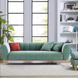 Modern Green Velvet Upholstered Sofa 3-Seater Sofa Gold Stainless Steel Base-Richsoul-Furniture,Living Room Furniture,Sofas & Loveseats