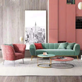 Modern Green Velvet Upholstered Sofa 3-Seater Sofa Gold Stainless Steel Base-Richsoul-Furniture,Living Room Furniture,Sofas & Loveseats