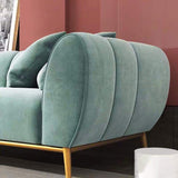 Modern Green Velvet Upholstered Sofa 3-Seater Sofa Gold Stainless Steel Base-Richsoul-Furniture,Living Room Furniture,Sofas & Loveseats