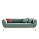 Modern Green Velvet Upholstered Sofa 3-Seater Sofa Gold Stainless Steel Base-Richsoul-Furniture,Living Room Furniture,Sofas & Loveseats