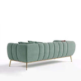 Modern Green Velvet Upholstered Sofa 3-Seater Sofa Gold Stainless Steel Base-Richsoul-Furniture,Living Room Furniture,Sofas & Loveseats