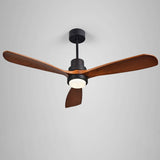 52" LED Ceiling Fan with 3 Walnut Blades Glass Shade Ceiling Fan with Remote Control