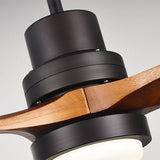 52" LED Ceiling Fan with 3 Walnut Blades Glass Shade Ceiling Fan with Remote Control
