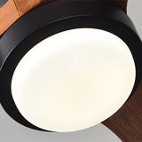 52" LED Ceiling Fan with 3 Walnut Blades Glass Shade Ceiling Fan with Remote Control