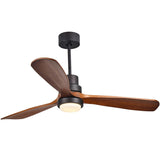 52" LED Ceiling Fan with 3 Walnut Blades Glass Shade Ceiling Fan with Remote Control