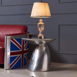 Zado Industrial Silver End Table Mushroom Shape Side Table with Rivet Accents-Richsoul-End & Side Tables,Furniture,Living Room Furniture