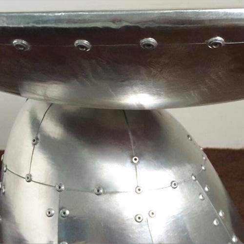 Zado Industrial Silver End Table Mushroom Shape Side Table with Rivet Accents-Richsoul-End & Side Tables,Furniture,Living Room Furniture