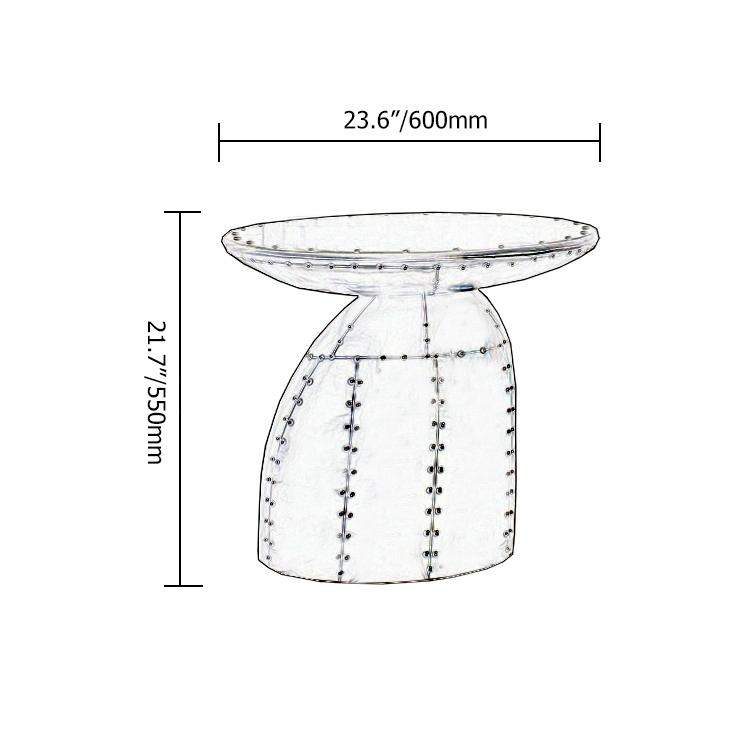 Zado Industrial Silver End Table Mushroom Shape Side Table with Rivet Accents-Richsoul-End & Side Tables,Furniture,Living Room Furniture