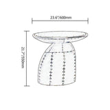 Zado Industrial Silver End Table Mushroom Shape Side Table with Rivet Accents-Richsoul-End & Side Tables,Furniture,Living Room Furniture