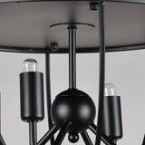 Rustic Black Metal Round Cage Semi Flush Mount Ceiling Light with 4 Candelabra Shaped Lights