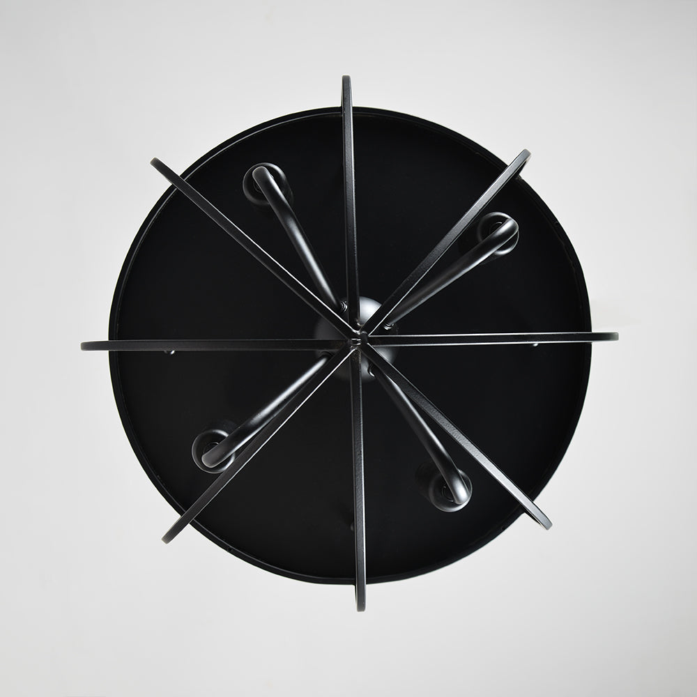 Rustic Black Metal Round Cage Semi Flush Mount Ceiling Light with 4 Candelabra Shaped Lights
