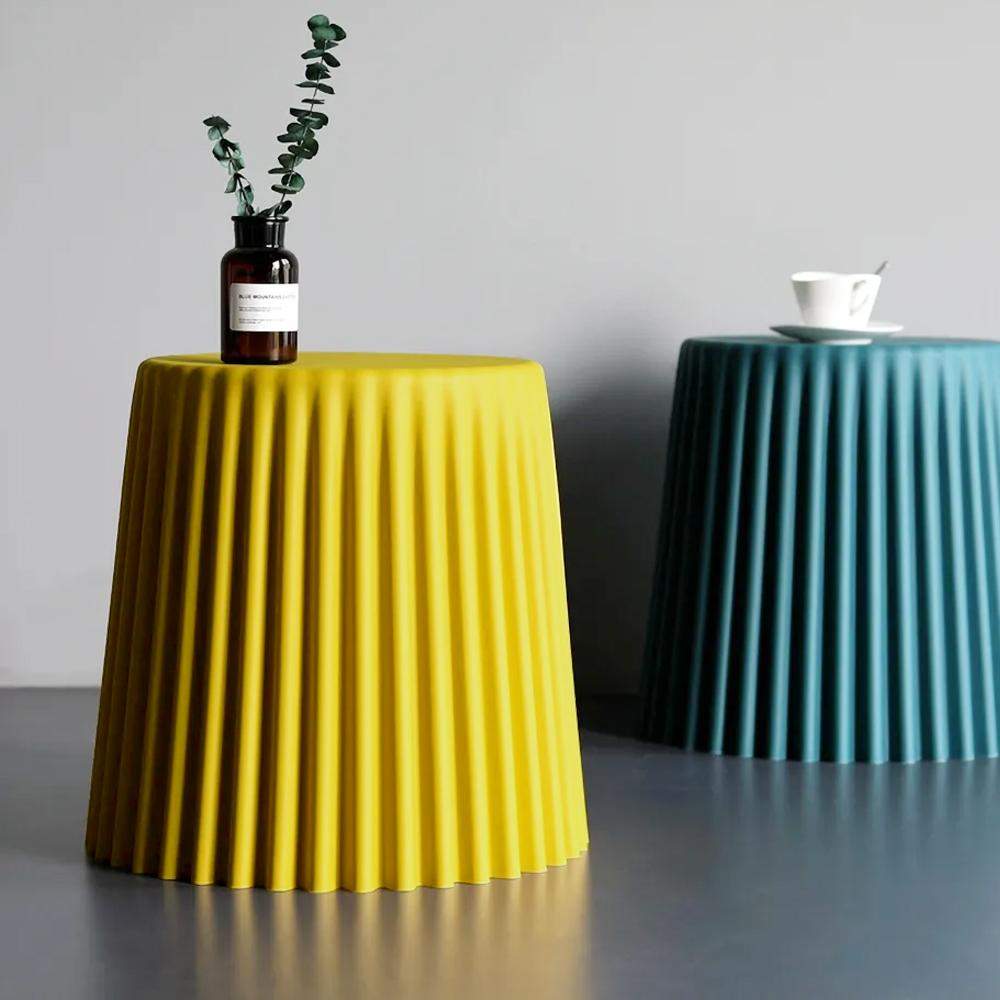 Modern Side Table Round End Table Sofa Side End Table PP Plastic in Yellow-Richsoul-End & Side Tables,Furniture,Living Room Furniture