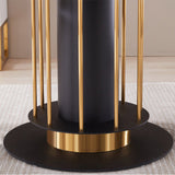 Round Dining Table Modern Black Marble Dining Table Stainless Steel Base