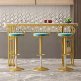 Bar Stool Bar Height Bar Stool with Backrest Velvet Upholstery Set of 2 in Gold Finish