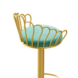 Bar Stool Bar Height Bar Stool with Backrest Velvet Upholstery Set of 2 in Gold Finish