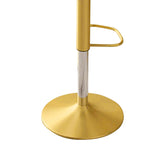 Bar Stool Bar Height Bar Stool with Backrest Velvet Upholstery Set of 2 in Gold Finish