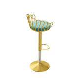 Bar Stool Bar Height Bar Stool with Backrest Velvet Upholstery Set of 2 in Gold Finish