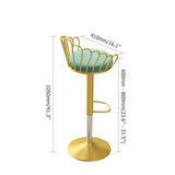Bar Stool Bar Height Bar Stool with Backrest Velvet Upholstery Set of 2 in Gold Finish