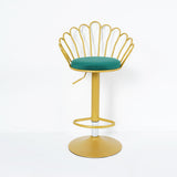 Bar Stool Bar Height Bar Stool with Backrest Velvet Upholstery Set of 2 in Gold Finish