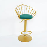 Bar Stool Bar Height Bar Stool with Backrest Velvet Upholstery Set of 2 in Gold Finish