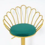 Bar Stool Bar Height Bar Stool with Backrest Velvet Upholstery Set of 2 in Gold Finish